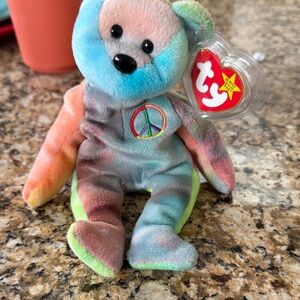 Ty Multicolor Peace Bear Plush-Vintage